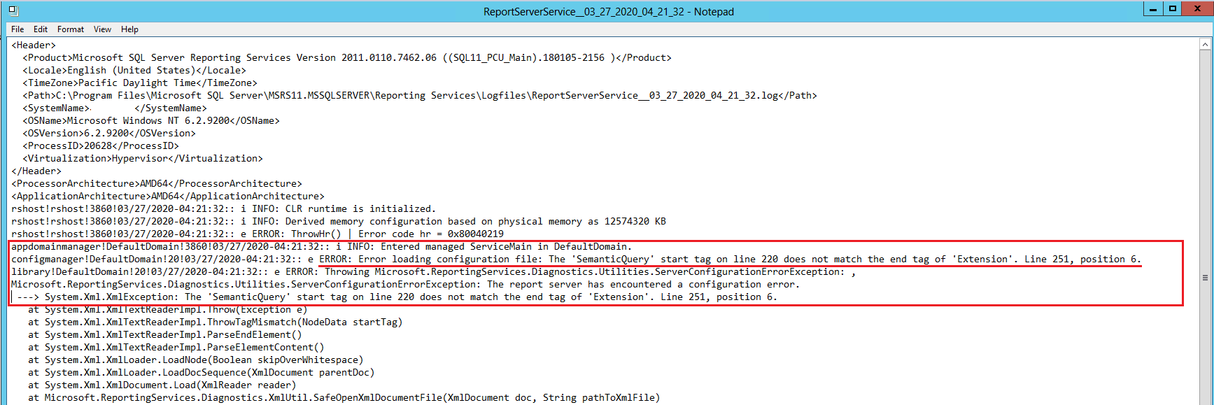 Event id 133 from source report server cannot be found