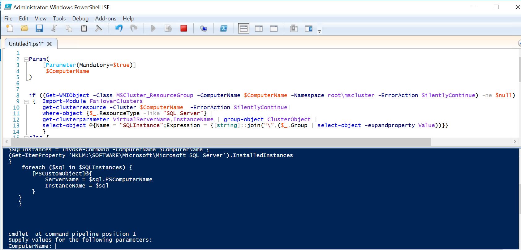 PowerShell Script to find SQL Instances on remote server