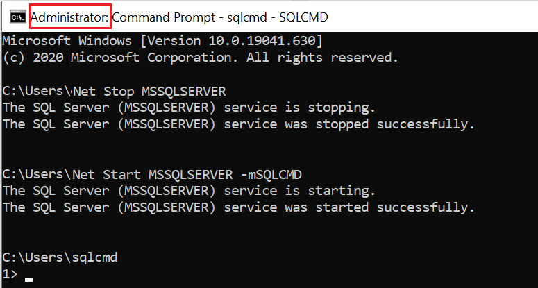 Start SQL Server using Command Line Without Local Admin