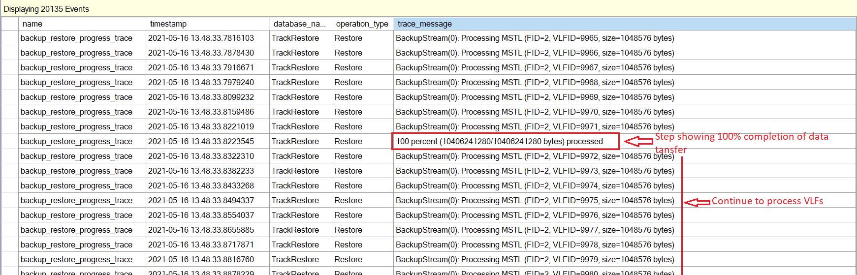 SQL Database Restore Stuck at 100 Percent