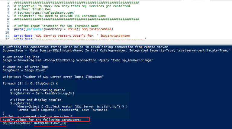 PowerShell Script - How many Times SQL Service Restarted » SQLGeeksPro